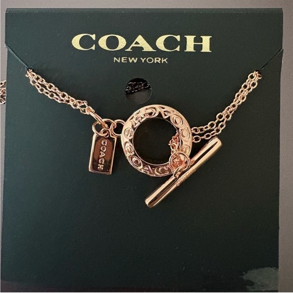 ✨ COACH Rose Gold Open Circle Double Strand Toggle Bracelet | NWT | MSRP $95 - Picture 3 of 4
